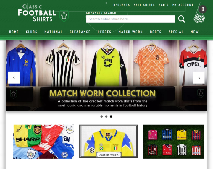 英国经典球衣网站：Classic Football Shirts